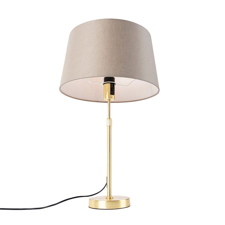 Stolná lampa zlatá/mosadzná s tienidlom z ľanu taupe 35 cm - Parte