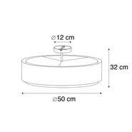 Moderne-Deckenleuchte-Schwarz-mit-Weiß-50cm-3-Licht---Drum-Duo