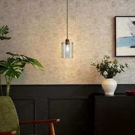 Lampada a sospensione di design bronzo con vetro trasparente - Domo