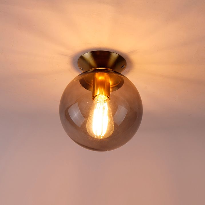 Plafoniera Art Deco din alamă cu sticlă fumurie - Pallon