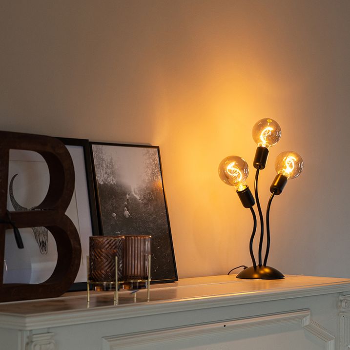 Dizajnová stolná lampa čierna 3-svetlo - Wimme
