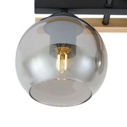 Moderna-griestu-lampa-melna-ar-koku-un-dūmu-stiklu,-3-gaismas---Aleks