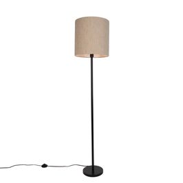 Moderne-vloerlamp-zwart-met-beige-bouclé-kap-40cm---Simplo