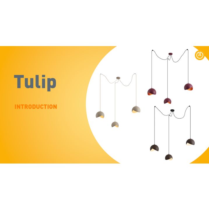 Lampă suspendată de design roșie cu sticlă opală 3 lumini - Tulip
