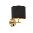 Klasická-nástenná-lampa-zlatá-s-čiernym-zamatovým-tienidlom---Combi