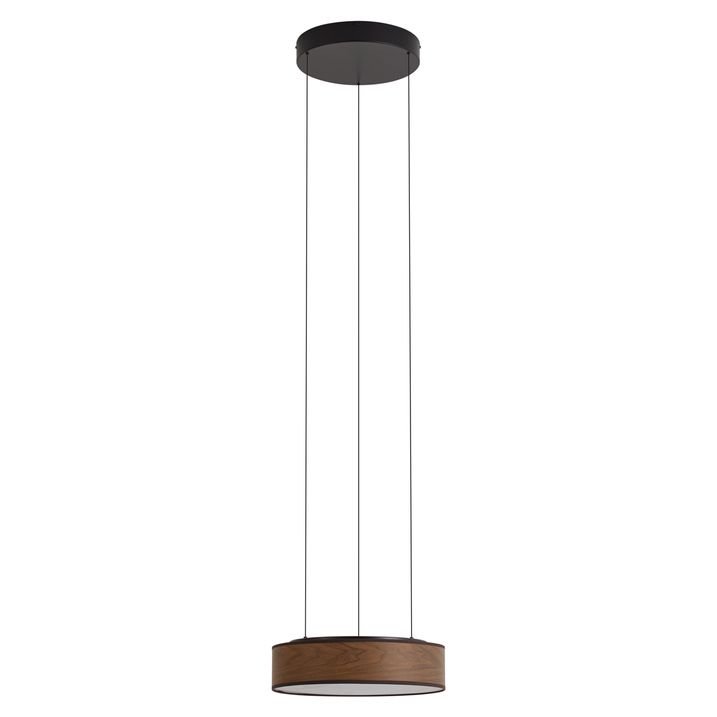 Lampada a sospensione moderna nera con stampa effetto legno di noce, LED integrato dimmerabile a 3 fasi, Easylift - Drew