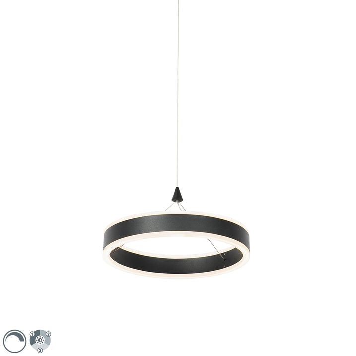 Závěsné svítidlo černé 30 cm vč. LED 3-stupňové stmívání - Lyani