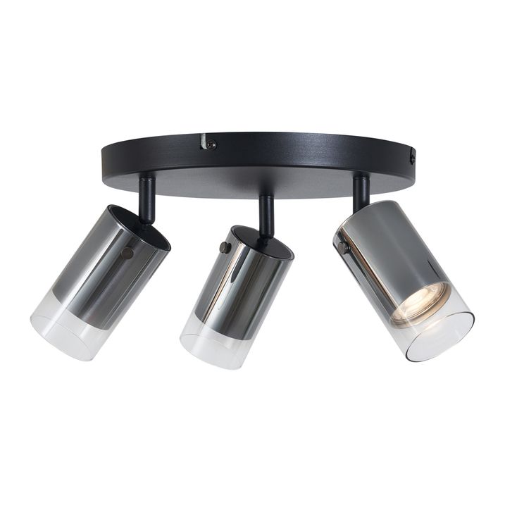 Deckenstrahler Gunmetal Rund 3-flammig drehbar und verstellbar - Drain