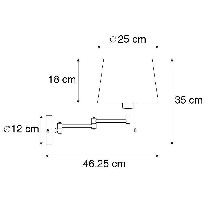 Aplique de pared bronce con capota blanca y brazo regulable - Ladas Deluxe