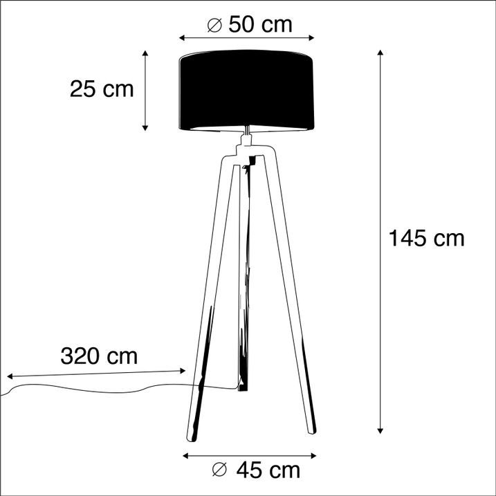 Podna lampa tronožac crna sa zelenom lampom i zlatom 50 cm - Puros