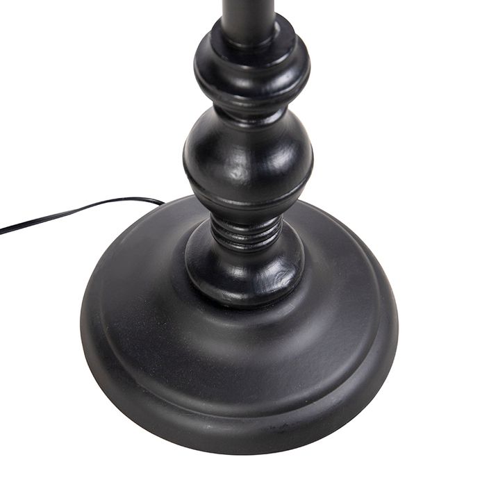 Candeeiro de pé preto com cúpula avó dourado - Classico
