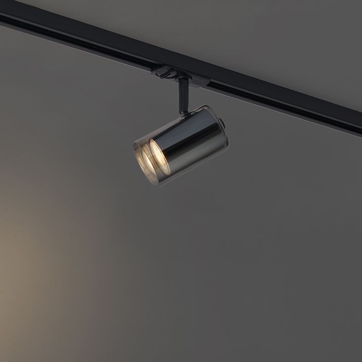 Moderne spot zwart met smoke glas voor railsysteem 1-fase - Iconic Lloyd