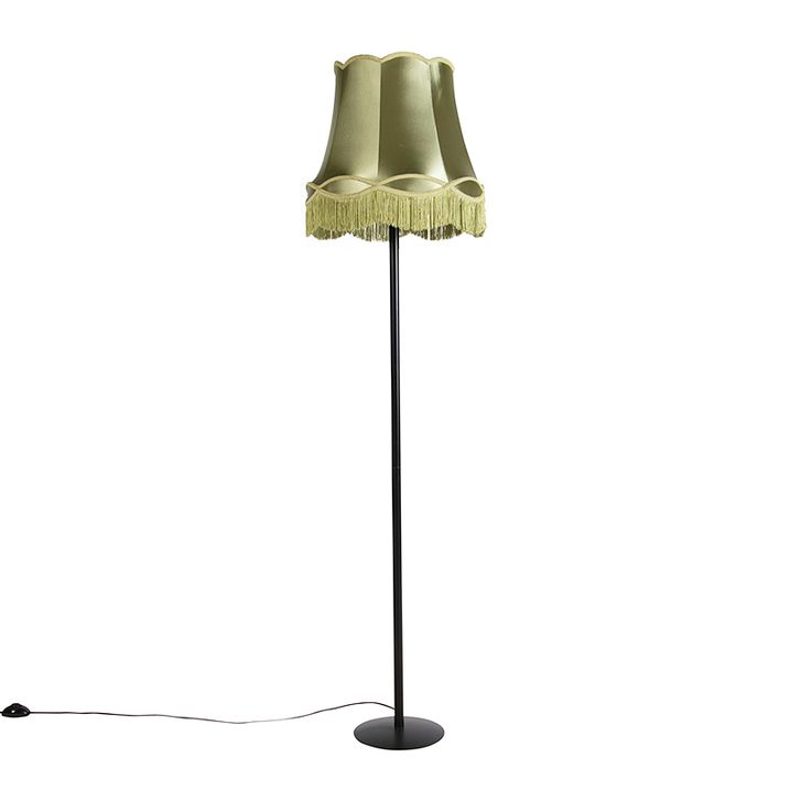 Retro gulvlampe sort med mormorskjær grønn 45 cm - Simplo