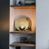Lampa stołowa w stylu art deco mosiądz z oceanicznym niebieskim szkłem - Pallon