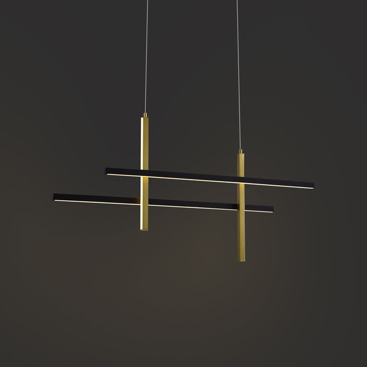 Llambë Varëse Design H e Zezë me Ar, Përfshirë LED me 3 Hapa të Rregullueshme - Joy