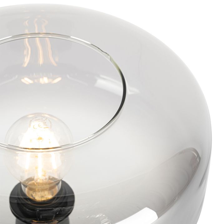 Art-Deco-Tischleuchte schwarz mit Rauchglas - Bizle