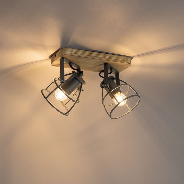 Industriell spotlampe mørk grå med tre justerbar 2-lys - Arthur