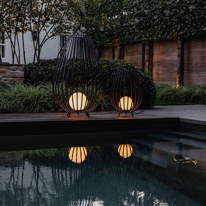 Set van vloerlampen zwart met opaal 110 cm en 70 cm - Angela