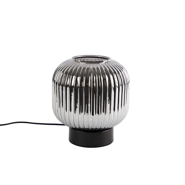 Lampada da tavolo intelligente nera con vetro fumé incl. Wifi A60 - Karel
