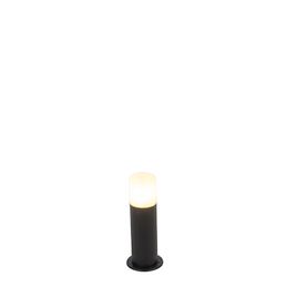 Stāvlampa āra apgaismojumam melna ar opāla abažūru balta 30 cm IP44 - Odense