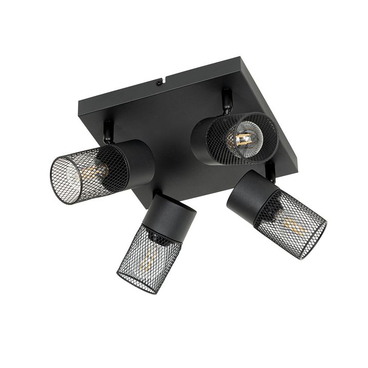 Industrial Ceiling Spot Black 4-Light Adjustable - Jim