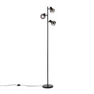 Lampada-da-terra-intelligente-nera-con-vetro-fumé-incl.-3-Wifi-P45---Vidro
