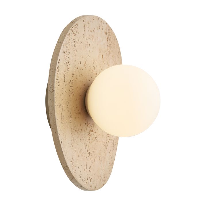 Japandi wandlamp naturel steen organisch met opaal glas - Josie