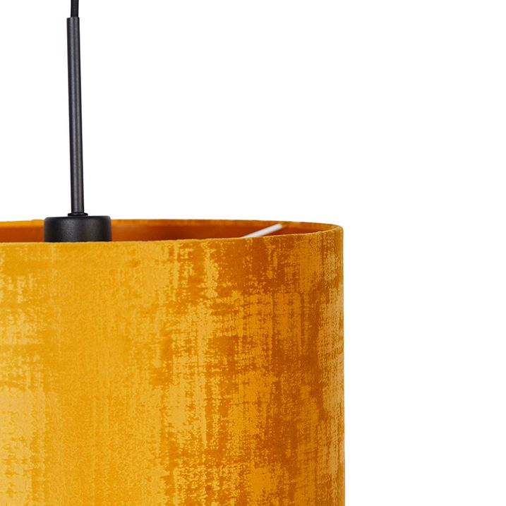 Moderní závěsné svítidlo černé se žlutým stínítkem 35 cm - Combi