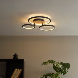Moderna plafonska lampa drvena uklj. LED sa 3 nivoa zatamnjivanja 3-svetla - Rondas