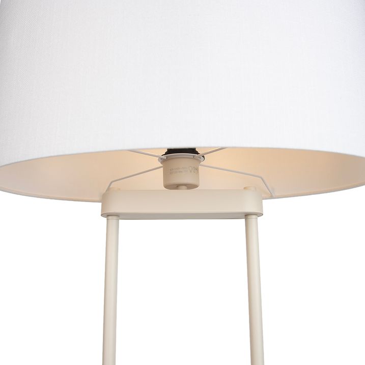 Beige floor lamp with linen white oval shade 50cm - Thijmen