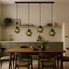 Suspension rétro noire avec verre vert 4 lumières - Denise