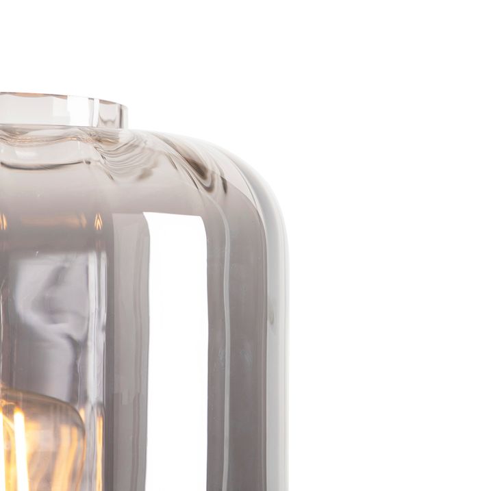 Smarte Stehleuchte schwarz mit Rauchglas inkl. Wifi ST64 - Qara