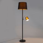 Klasična-stoječa-svetilka-črna-s-črnim-odtenkom-in-bralno-lučjo---Retro