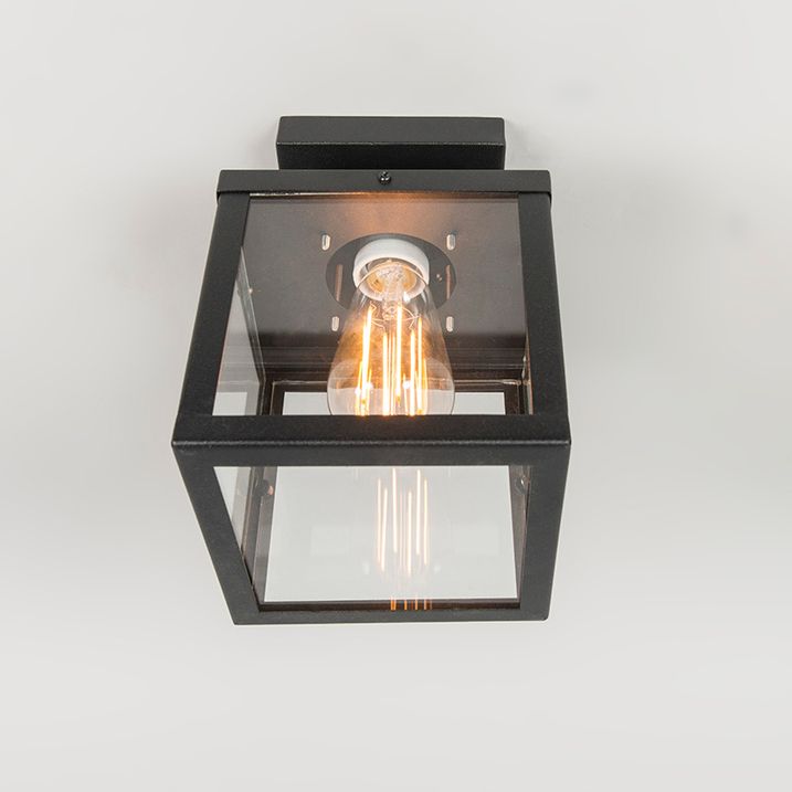 Industriële buitenplafondlamp zwart 1-lichts - Rotterdam