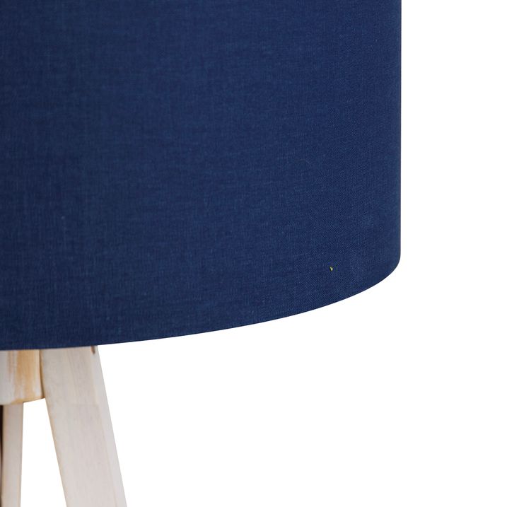 Stojací lampa na trojnožce bílá s tmavě modrým látkovým stínidlem 50 cm - Tripod Classic