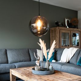 Závěsné svítidlo v art deco stylu šedé 35 cm - Pallon