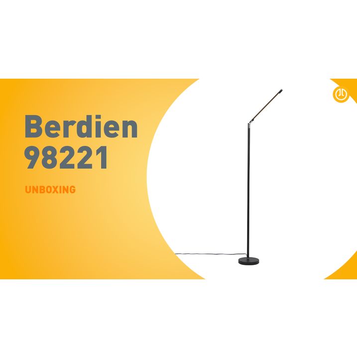 Candeeiro de pé moderno preto com LED e dimmer tátil - Berdien
