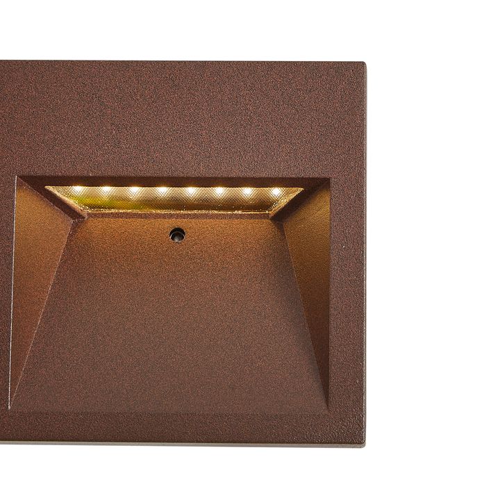 Lampada da parete moderna marrone ruggine quadrata incl. LED IP54 - Gem