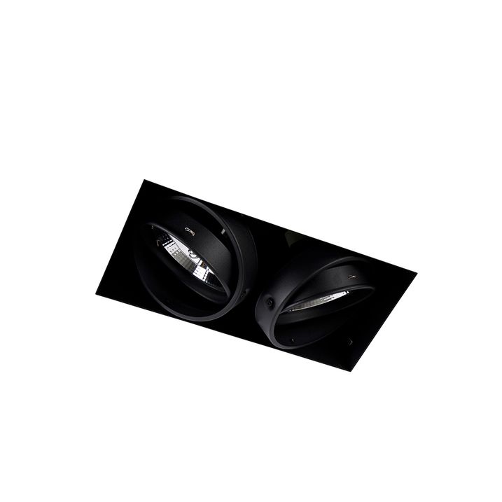 Set van 6 inbouwspots zwart GU10 AR111 trimless 2-lichts - Oneon