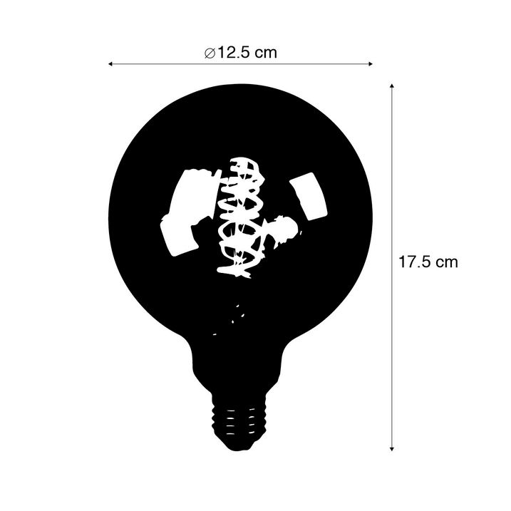 Lâmpada LED E27 regulável espiral filamento G125 verde 4W 180lm 1800K