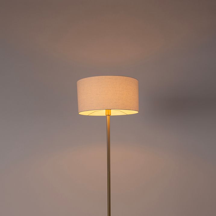 Gulvlampe messing med hvid skærm 50 cm - Simplo