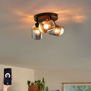 Faretto-da-soffitto-smart-nero-con-vetro-fumé-rotondo-regolabile-incl.-3-Wifi-A60---Laura