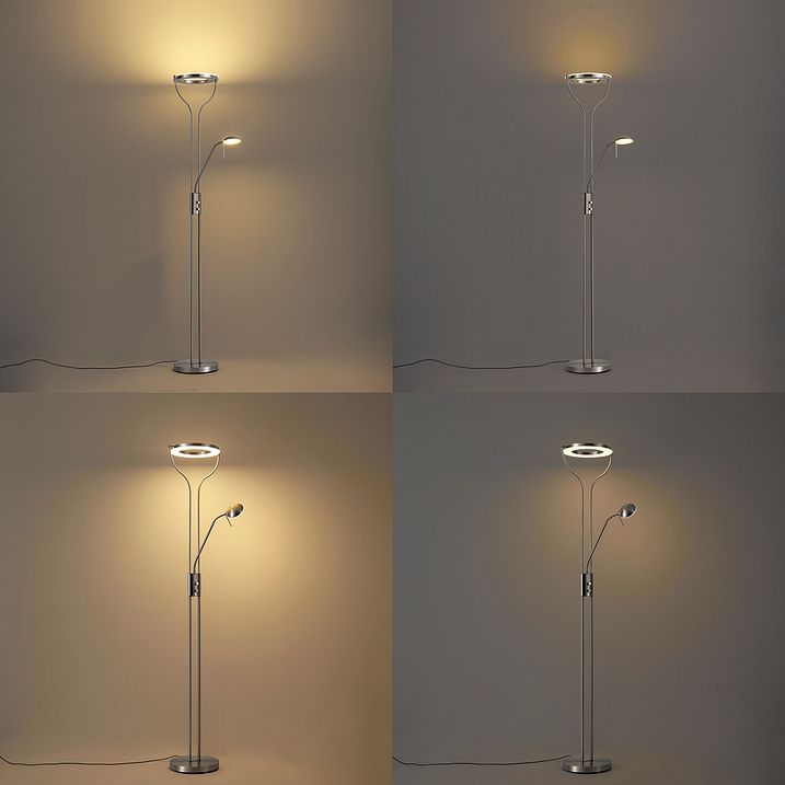 Moderne vloerlamp staal met leesarm incl. LED en dimmer - Divo