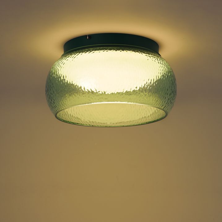 Art Deco plafondlamp groen met glas incl. LED 3-staps dimbaar - Thimble