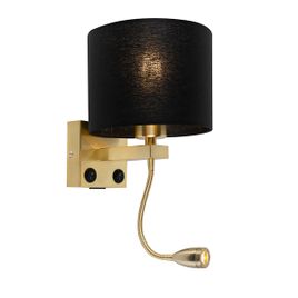 Lampada da parete intelligente oro con USB e paralume nero incl. Wifi A60 - Brescia
