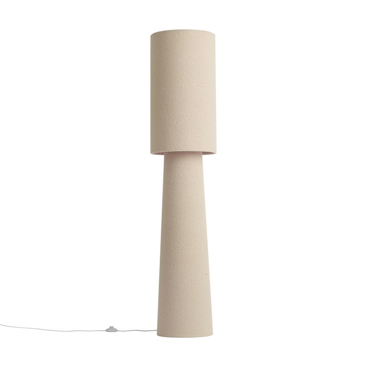 Lámpara de pie Japandi beige tela de peluche 2 luces - Trompet