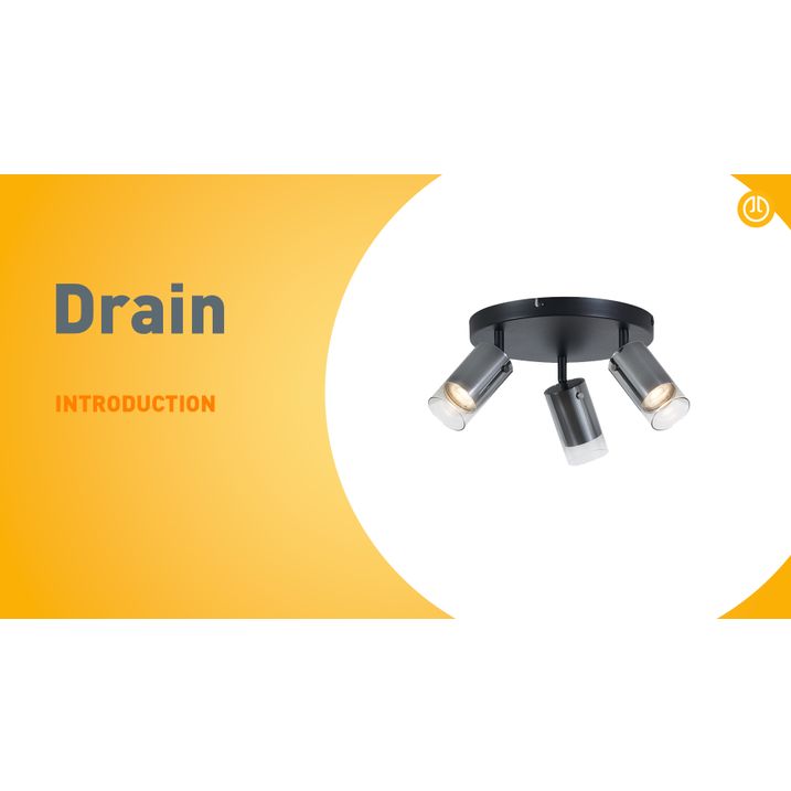 Deckenstrahler Gunmetal Rund 3-flammig drehbar und verstellbar - Drain