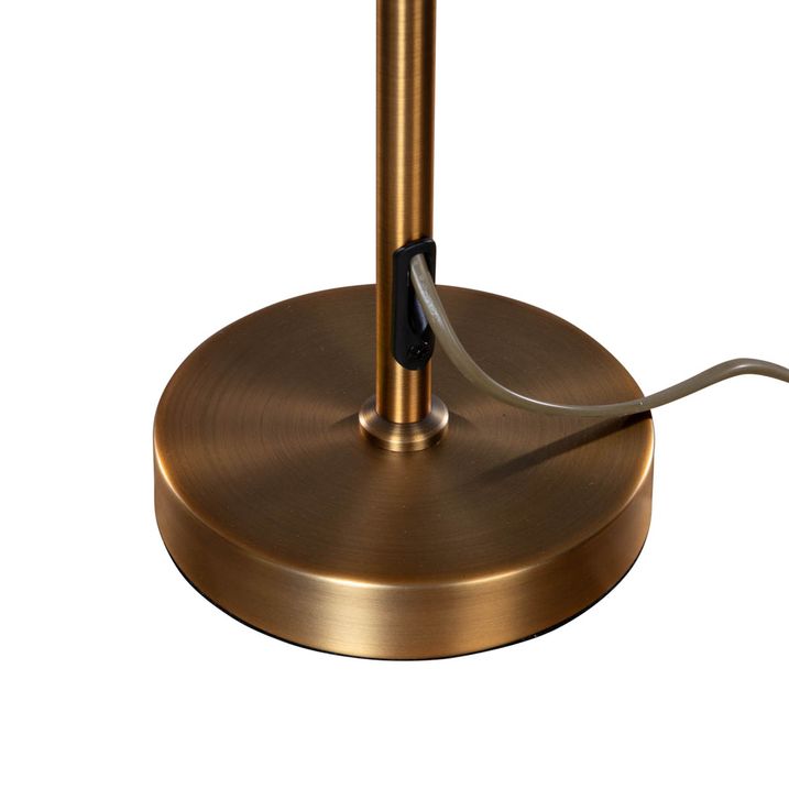 Stolová lampa bronzová s tienidlom z tmavosivej zamatovej látky 35 cm - Parte