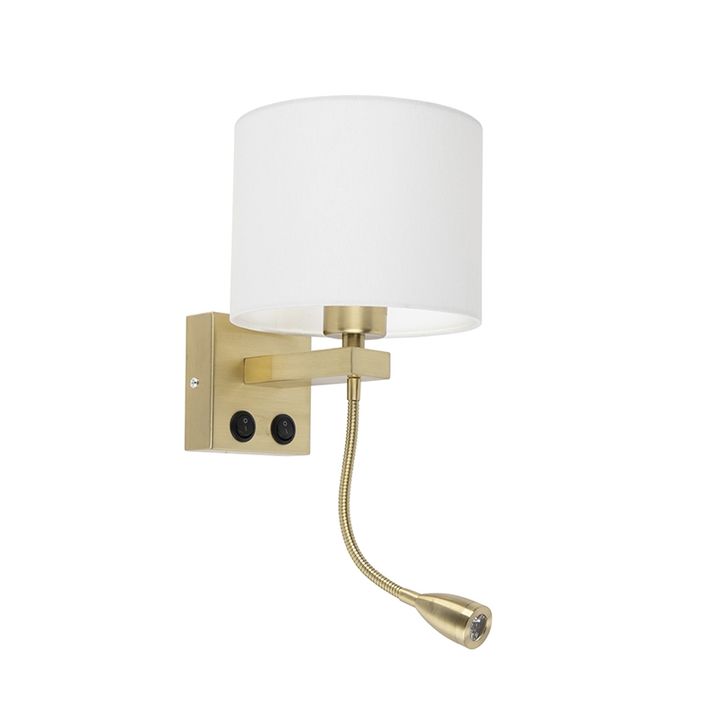 Art Deco Wall Light Gold with White Shade - Brescia