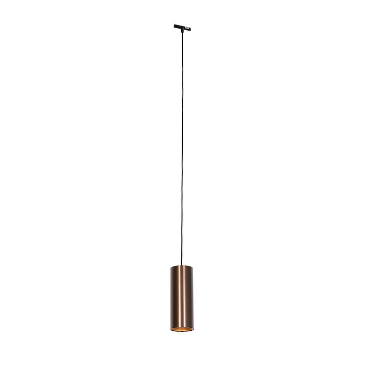 Designové závěsné svítidlo tmavě bronzové vč. 1-fázového kolejnicového adaptéru - Slimline Tubo